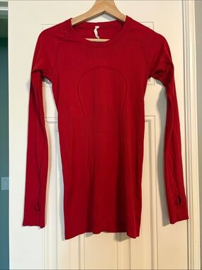 lululemon athletica Red Long Sleeve Knit Top